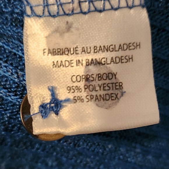 Blue Ribbed Long Sleeve Shirt, Women's 2x - Picture 4 of 5